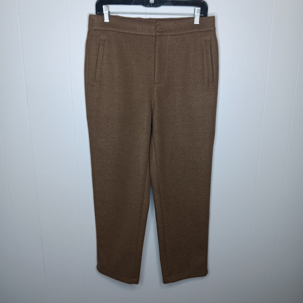 Oak + Fort Ankle Pants S Brown Classic Fit Flat Font Straight Leg Career